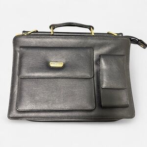 Vintage Pierre Balmain black leather briefcase bag